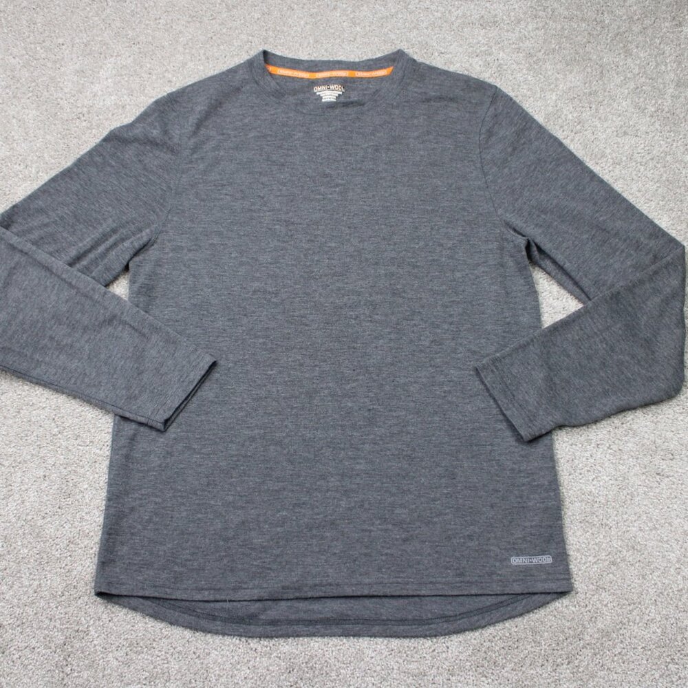 Omni-Wool Shirt Mens 2XL XXL Gray‎ Base Layer Wool Blend Poly Lined Long Sleeve